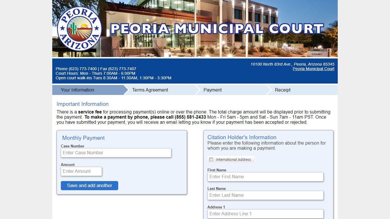 Pay Tickets Online - Peoria, Arizona, Peoria Municipal Court